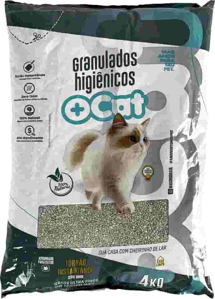 Areia Sanitária Bentonita Mais Cat 4kg, Granulado Higiênico Premium para Gatos 100% Natural (1, Natural)