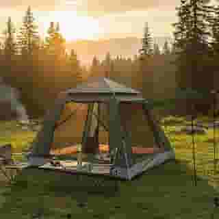 Barraca de Camping 2-4 Pessoas Impermeável Automática com Mosquiteiro, ComVobertura e Proteção Solar Dobrável Camping Equipamentos,Dobrável