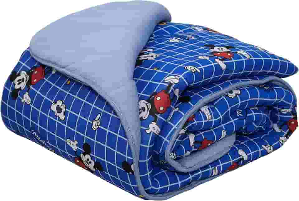 Edredom Estampado 1 Peça Portallar Disney Hey Mickey/Azul Jeans Solteiro