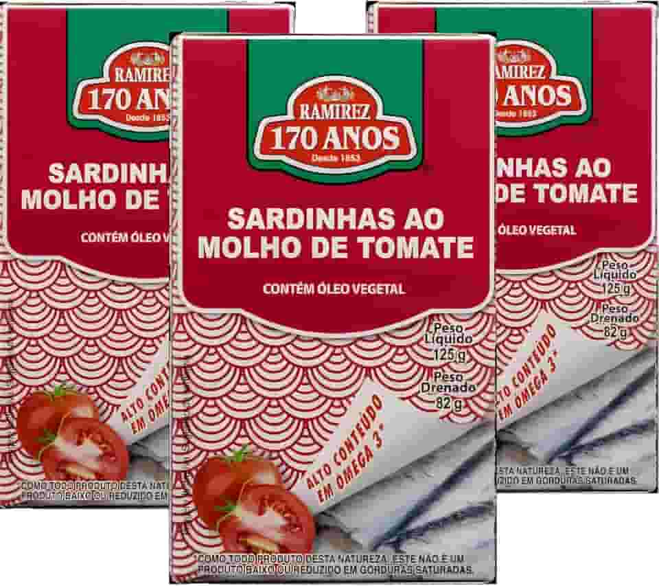 Sardinha Portuguesa em Lata Ramirez em Molho de Tomate - Tampa Abre Fácil - 125g - Importada - 3 Un.