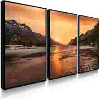 Kit 3 Quadros Decorativo Sala Quarto Linda Paisagem Natureza Cachoeira Praia (Imagem 7)