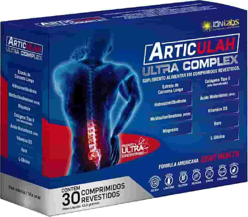 Articulah Ultra Complex Colágeno Tipo 2 + Magnésio Quelato + Curcumina + Ácido Hialurônico + MSM + Boro + Vitamina D3 idNlabs 30 Comprimidos