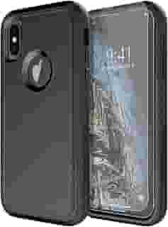 Diverbox Capa para iPhone X / iPhone Xs [à prova de choque] [à prova de queda] [Protetor de tela de vidro temperado] Capa de telefone com proteção resistente para Apple iPhone X/XS (preto)