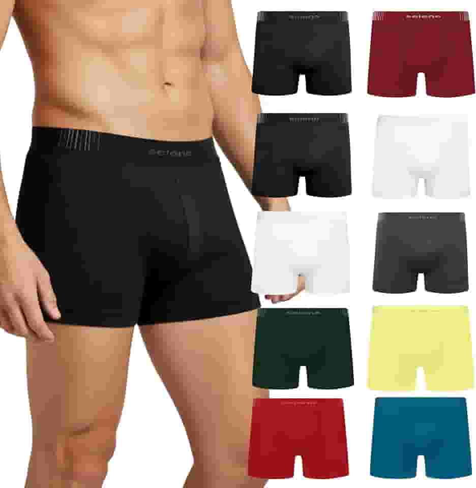 Kit 10 Cueca Boxer Masculina Sortida Microfibra Poliamida Sem Costura Selene