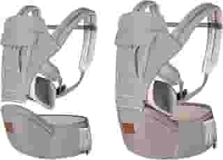 Canguru Ergonômico Bebê 12 Posições Cinza Com Assento 3 Em 1