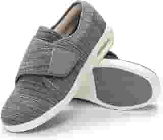 Sapatos femininos para diabéticos, sapatos femininos de largura larga para idosos, fecho de ajustável, antiderrapante, respirável, leve, pés inchados para caminhada e edema