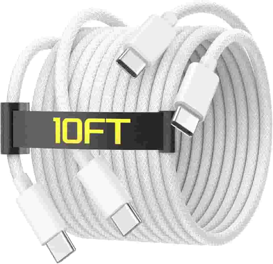 [Certificado MFi] Cabo de carregamento USB C para USB C de 3,5 m para iPhone 16/16 Plus/16 Pro/16 Pro Max/15/15 Plus/15 Pro/15 Pro Max/Galaxy/Pixel, pacote com 2 cabos de carregador 60W tecido para