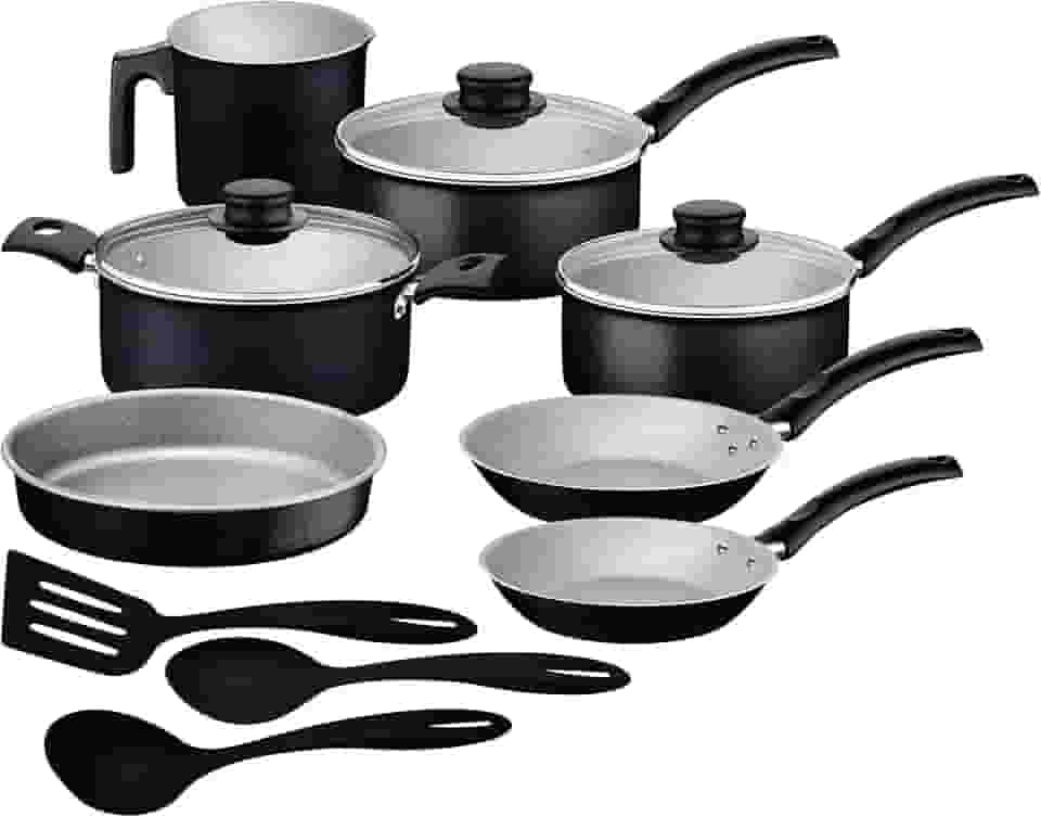 Jogo de Panelas Tramontina Turim em Alumínio com Revestimento Interno e Externo em Antiaderente Starflon Max Preto 10 Peças