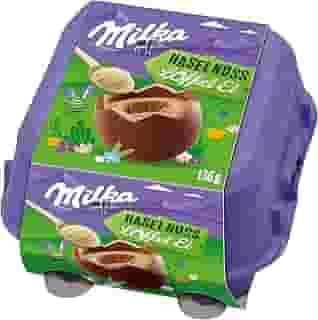 Ovo de Páscoa de Colher Milka Spoonable Creme de Avelã 136g (4 unidades de 34g cada) + Colher de Madeira
