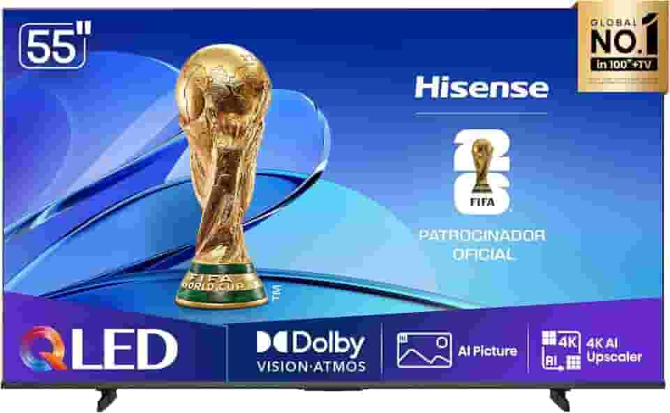 Hisense Smart TV UHD 4K QLED 55" Polegadas 55Q6QV com HDR10+, Dolby Atmos, Sports Mode, Game Mode Plus e Compatível com Alexa