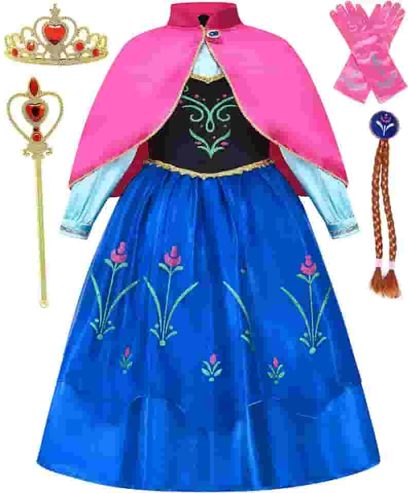 Fantasia de Anna Frozen GZ-LAOPAITOPU para meninas, fantasia de princesa Anna para festa de aniversário, roupas de cosplay de Halloween para crianças