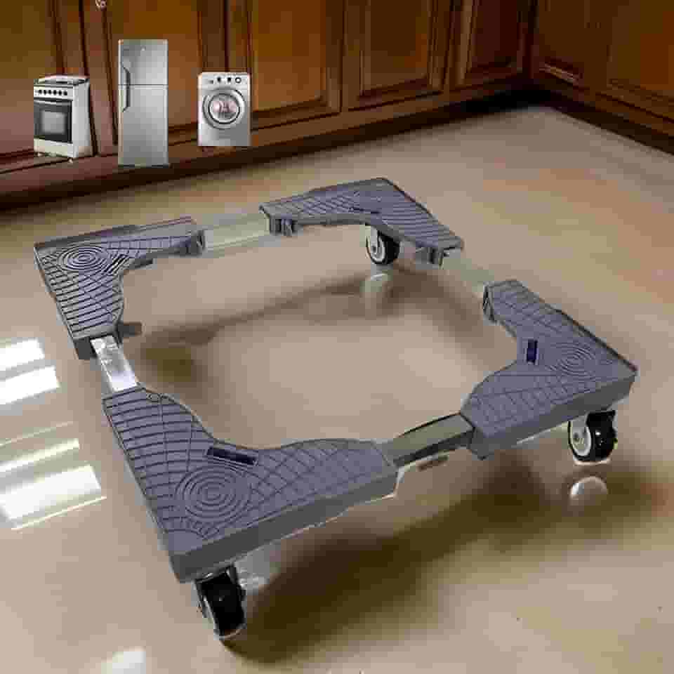 Suporte Móvel Ajustável Com Rodas, Para Geladeira, Máquina De Lavar, Fogão, Capacidade 200kg, Base Antiderrapante, Marca VARENZIA