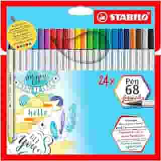 Caneta Brush Premium – STABILO Pen 68 brush – Estojo com 24 unidades – Em 24 cores