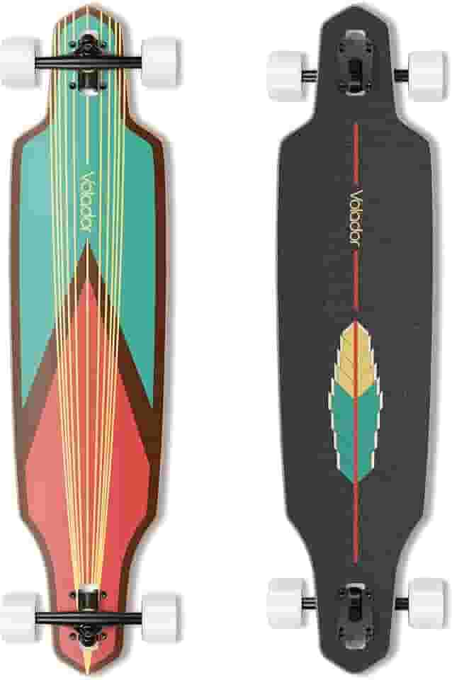 VOLADOR Urban Freeride Pro Longboard Cruiser 101,6 cm | Deck de madeira de bordo canadense e caminhão Kingpin reverso forjado | Configuração completa de longboard drop through para deslocamento urbano