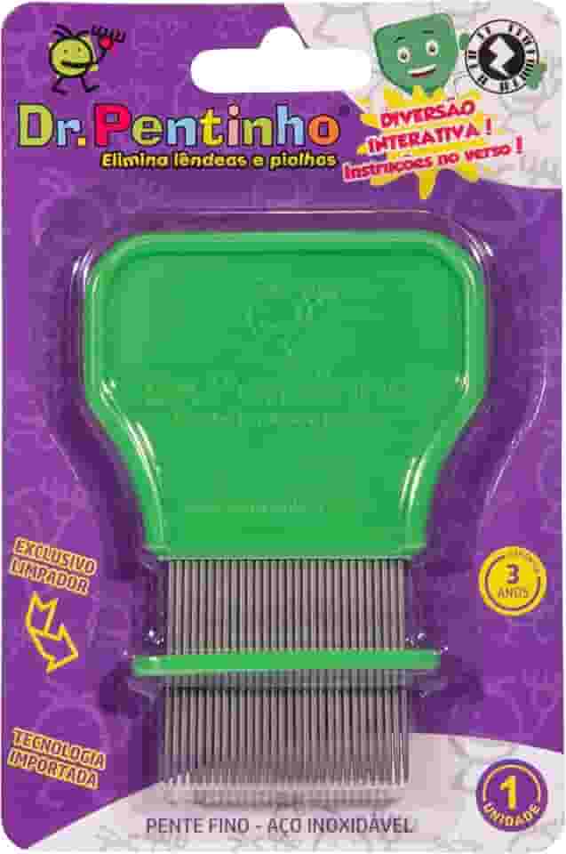 Pente Fino de Aço Inox para remoção de Piolhos e Lendeas (1, Verde)