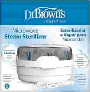 Dr. Brown's Esterilizador a vapor de micro-ondas para mamadeiras, bicos, peças de mamadeiras, chupetas, mordedores e peças de bomba de leite