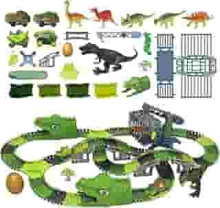 Pista de Carrinhos Dinossauro com 2 Carrinhos com Luz 277 Peças Brinquedo Infantil