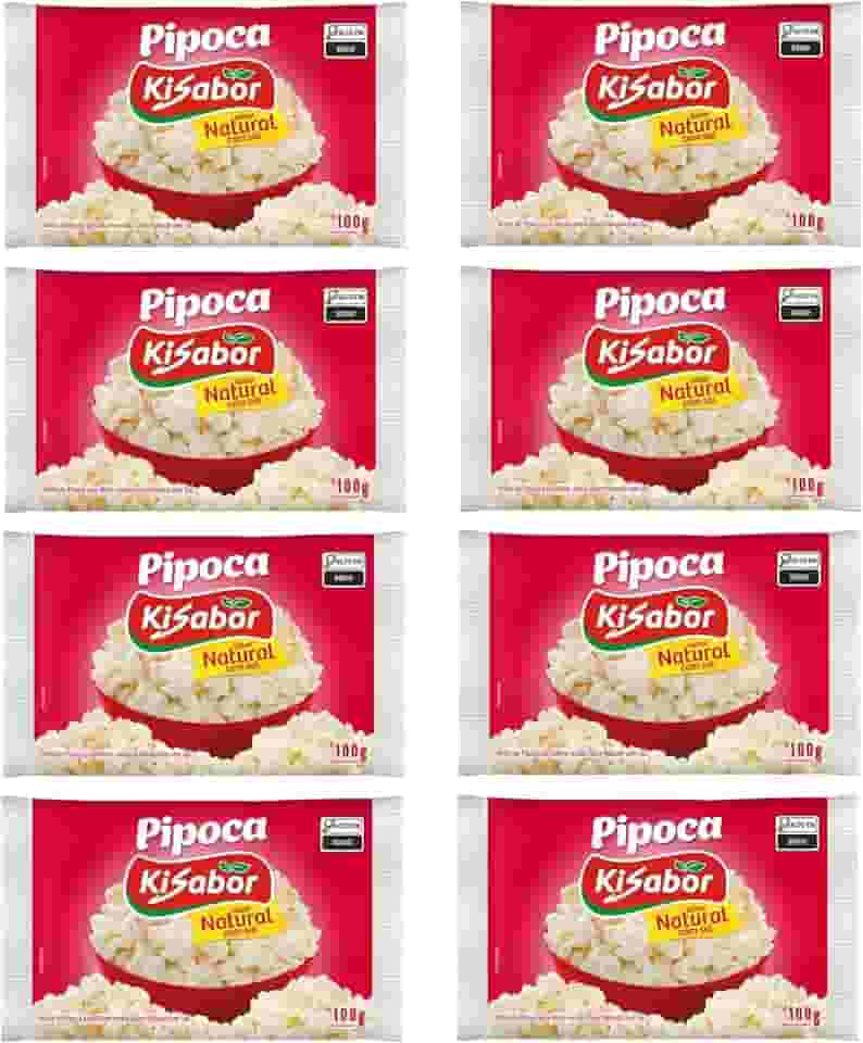 KiSabor Pipoca Microondas Natural c/ Sal 100g - kit c/ 8 unds