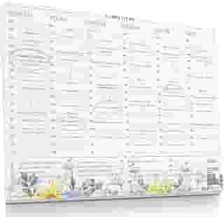 Planner Semanal com Horário A4 – Organização Semanal, Agenda de Mesa com Estampa Floral, 50 Folhas