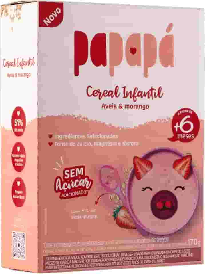 Papapá, Cereal infantil, Petit Cereal, Avêia Integral com Morango & Beterraba, Caixa, 170g, Rosa