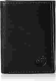 Carteira masculina Timberland de couro fino Blix com três dobras, preta, tamanho único