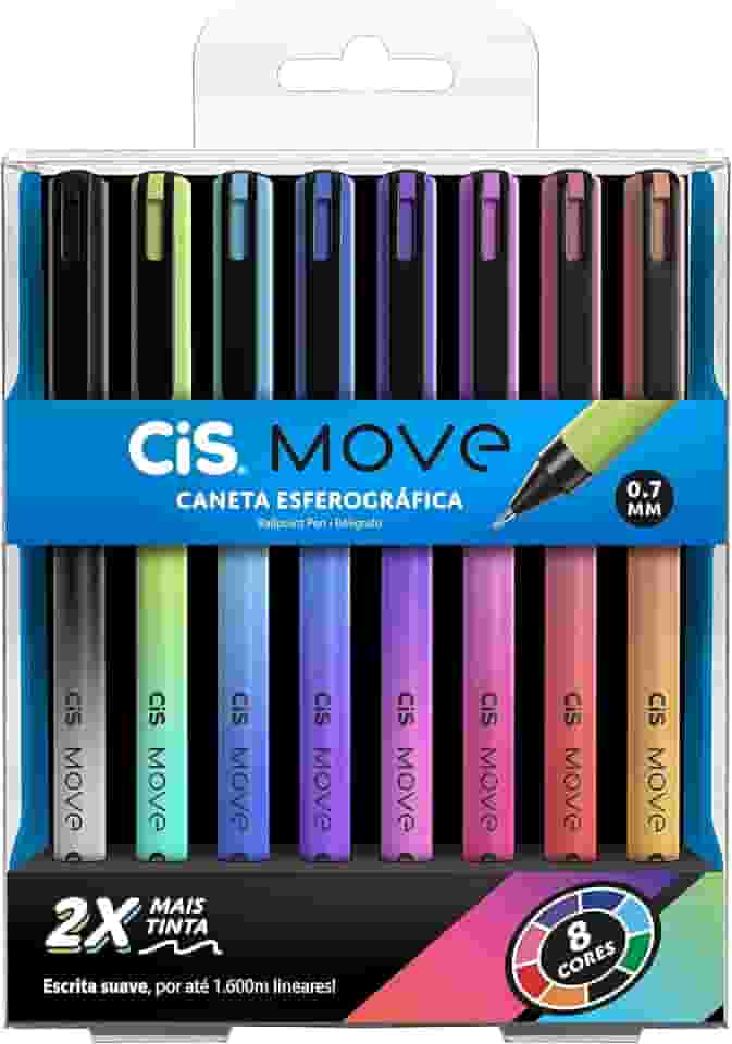 Caneta esferográfica 0.7mm Move com 8 cores Cis