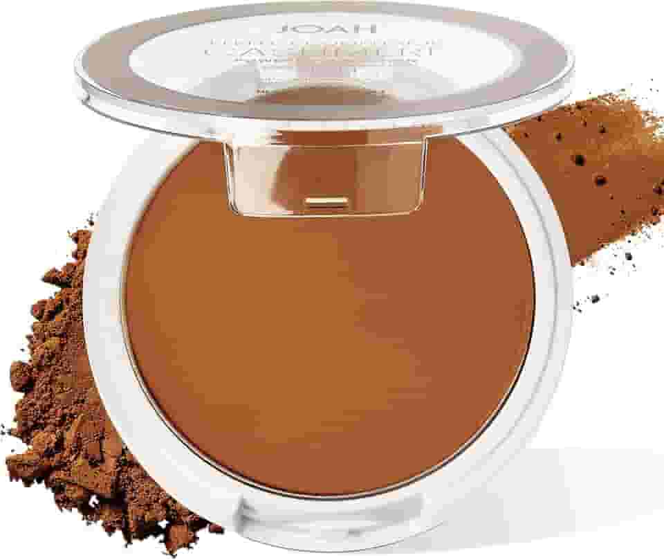 JOAH Base em pó de caxemira Perfect Complexion, cobertura facial média, acabamento fosco, maquiagem coreana, design compacto para pele oleosa e todos os tipos de pele, uso por 16 horas, profundo com