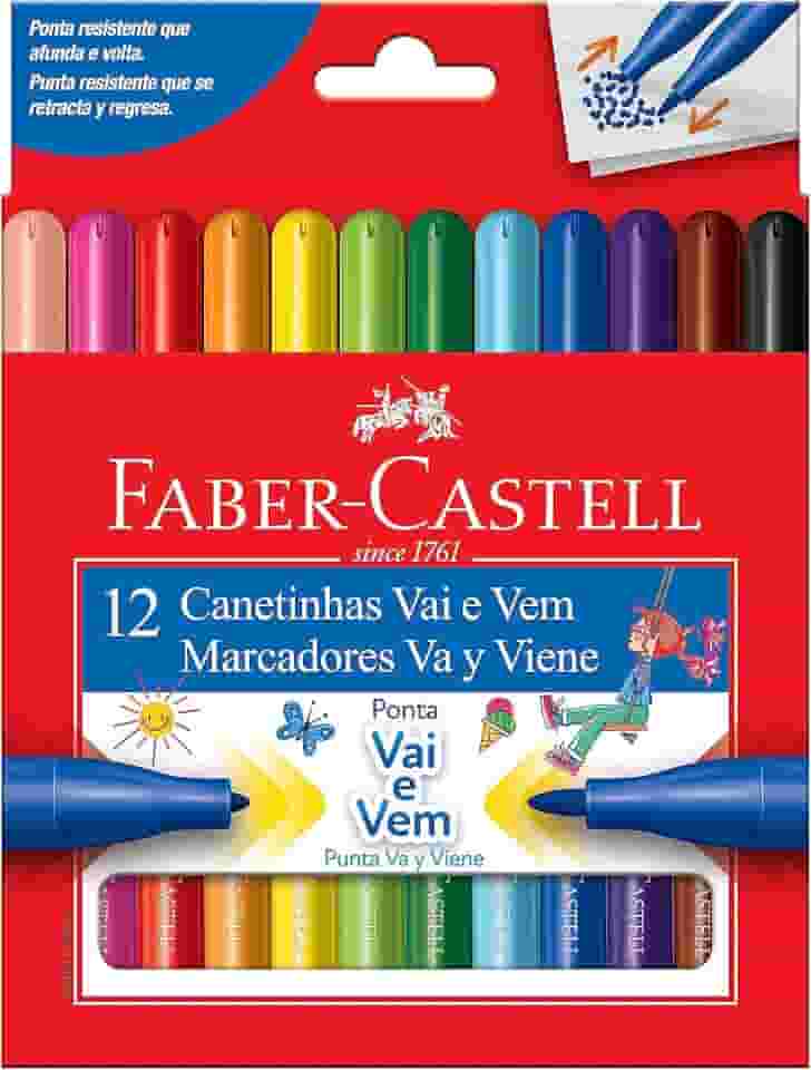 Canetinha Vai e Vem 12 Cores, Faber-Castell, 15.0112VVZF, Multicor