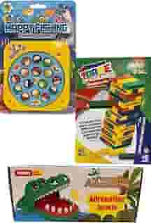Kit 3 Brinquedos Infantis – Pesca + Torre Maluca + Crocodilo Dentista – Brinquedo para Crianças Acima de 5 Anos - Presente Interativo, Estimulante e Divertido. Presente Infantil Criativo