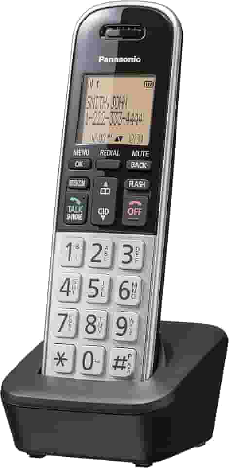 Panasonic Telefone sem fio compacto com DECT 6.0, LCD âmbar de 4.1 cm e teclado HS iluminado, bloco de chamadas, identificador de chamadas, vários idiomas de exibição - 1 aparelho - KX-TGB810S