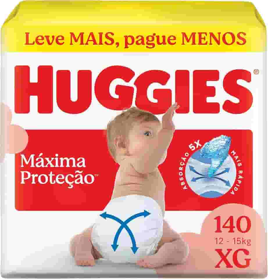 Huggies Supreme Care Fralda Descartável, Tecnologia Xtra-Flex, Canais em X, Máxima Proteção, XG, 140 Unidades