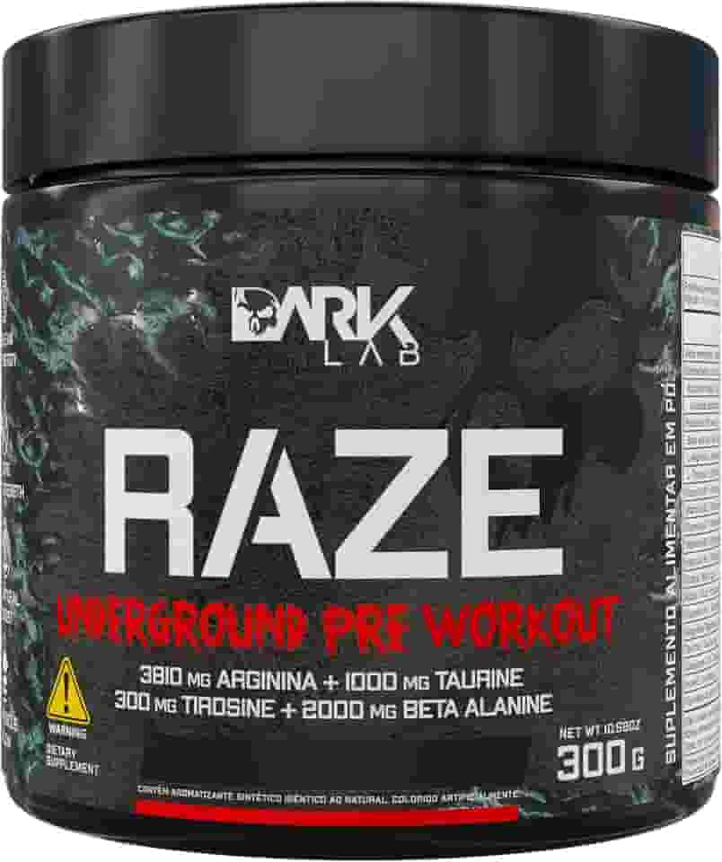Pré-Treino Raze Underground Dark Lab, 300g, Pré-Treino, Melancia, Sem Cafeína