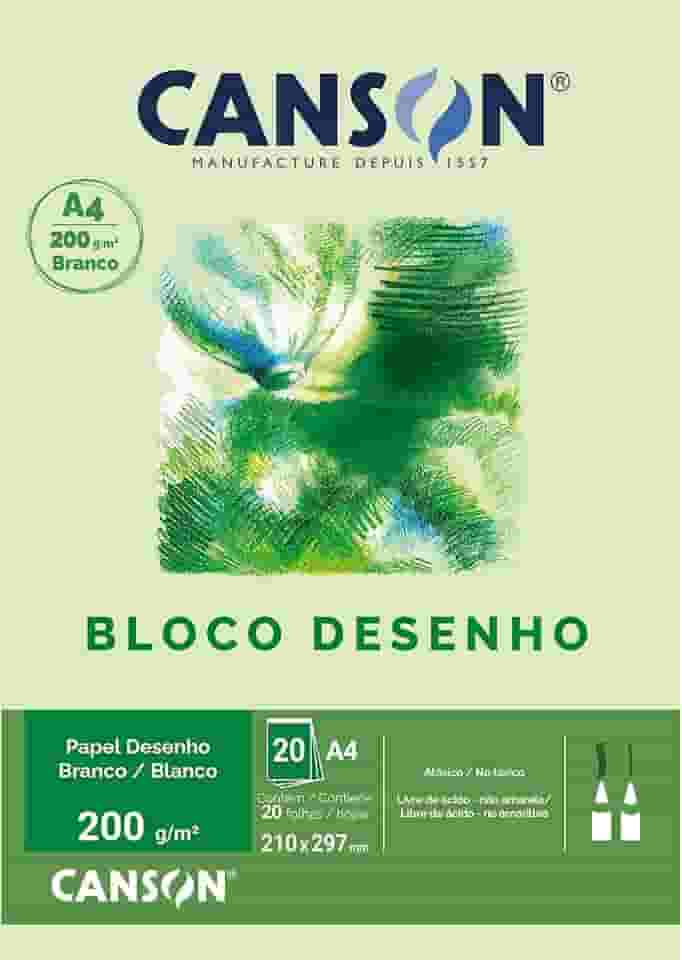 Bloco Desenho Branco A4 200g/m², Canson, 66667045, 20 Folhas