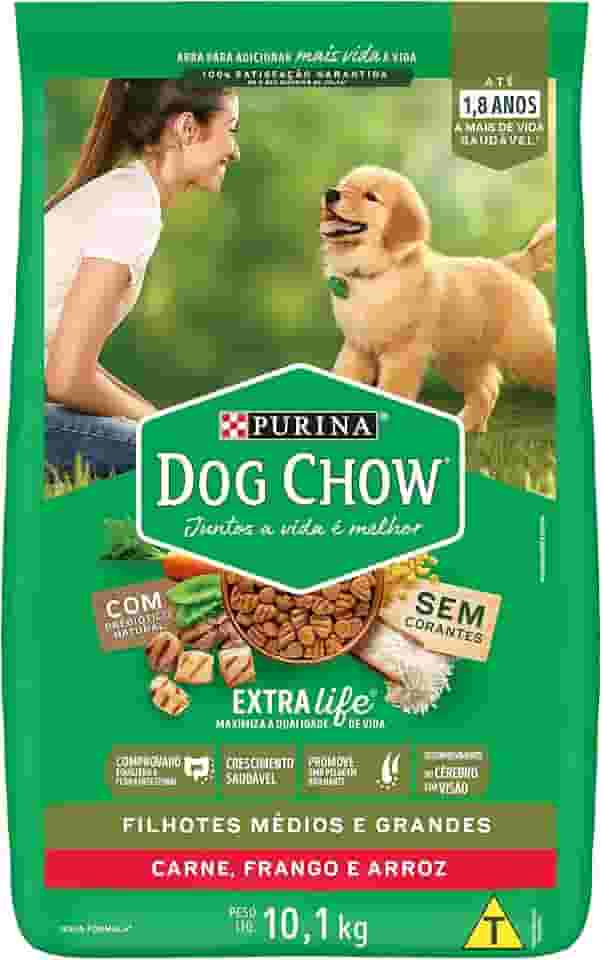 Ração Cães Filhotes Médios e Grandes DOG CHOW Carne e Frango 10,1kg (Embalagem pode variar)