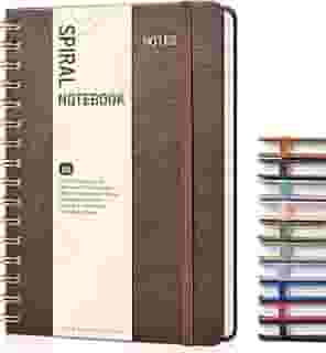 Dotted Spiral Journal Notebook, A5 Hardcover Spiral Journals for Women Men, 100 GSM Dot Grid Paper Notebooks, 150 Pages Spiral Bullet Dotted Notebook for Writing Note Taking 5.75' x 8.38', Dark Brown