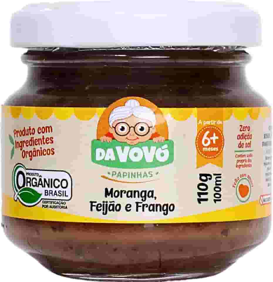 Da Vovó, Papinha Infantil, Linha +6, Orgânica, Sabor Moranga, Feijão e Frango, 100ml