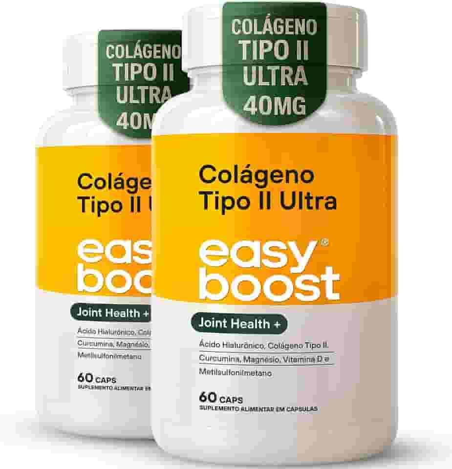 Kit 2x Colágeno Tipo 2 Ultra Easy Boost com Ácido Hialurônico + Vitamina D3 + Magnesio + MSM + Curcumina 60 capsulas total de 120 caps