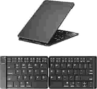 ROCK&ROWN Teclado Bluetooth dobrável – Teclado portátil sem fio com teclado dobrável, ultrafino, recarregável, compatível com iOS, Android, Windows, smartphone, tablet e laptop, preto