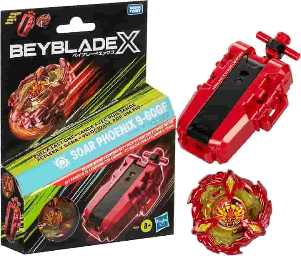 Pião e lançador Beyblade X Soar Phoenix 9-60GF - Kit premium com pião de giro à direita
