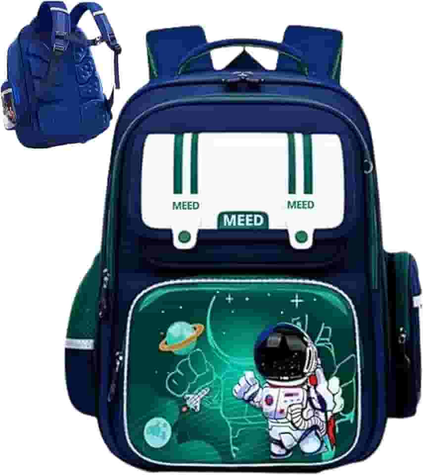 Mochila Escolar Ortopedica Infantil Astronauta Impermeavel Espaçosa Menino Ótimo Acabamento Costura Reforçada Alta Durabilidade Proteção Lombar