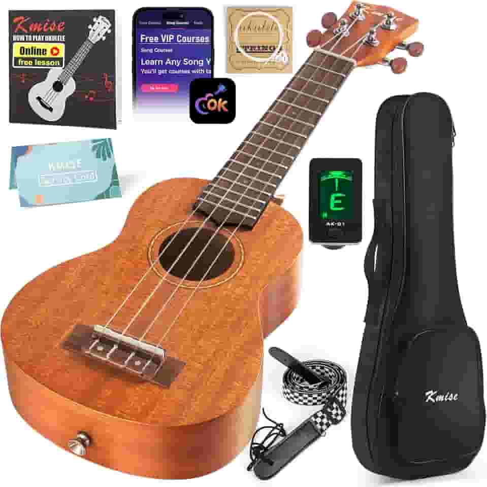Kmise Ukelele Soprano Ukulele Starter Kit 53.3 cm Mahogany Ukelele para iniciantes com Gig Bag Tuner Strap String Manual de instruções