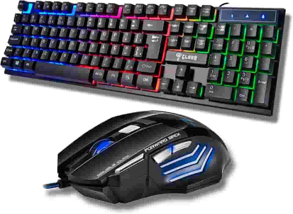 Combo Kit Teclado e Mouse Gamer MTS iluminado com LED Rainbow, Mouse Gamer 3200 DPI Ajustável, Multimídia, Teclado 104 Teclas, ABNT-2, USB Plug & Play – PC, Notebook e Setup
