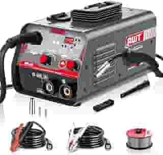 AWT Soldador MIG 140 Amp, Flux Core MIG soldador/máquina de solda 2 em 1, máquina de solda 110 V com inversor Synergy IGBT, equipamento portátil de soldador sem gás
