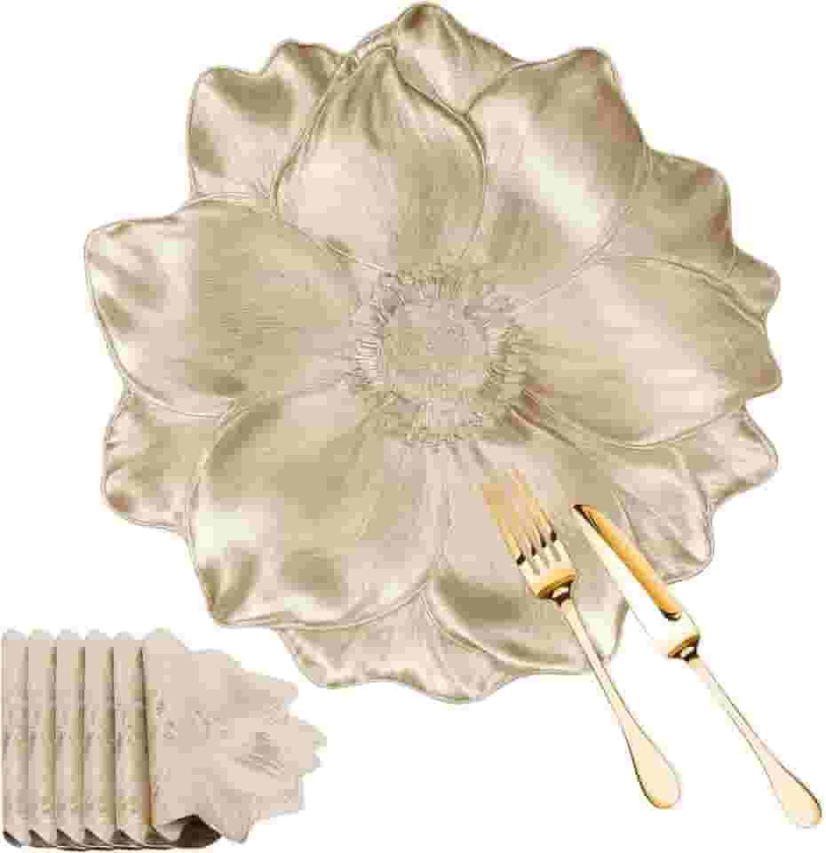 Kit Jogo Americano 6 Lugares 38cm Sousplat Mesa Posta Elegante Jantar Cozinha (Dourado)
