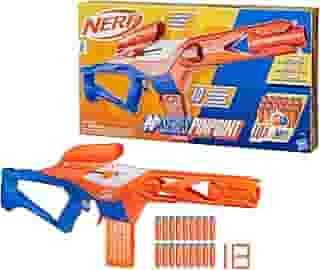 Nerf N Series Pinpoint Lançador com 18 dardos Nerf N1 (compatíveis apenas com os lançadores N Series), em plástico azul e laranja, presente de Dia das Crianças para crianças acima de 8 anos