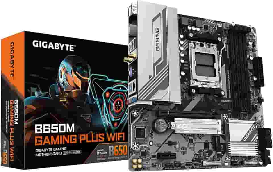 GIGABYTE B650M Gaming Plus WiFi AM5 LGA 1718 AMD B650 M-ATX, DDR5, PCIe 4.0 M.2, PCIe 4.0, USB 3.2 Gen 1 Type-C, Wi-Fi 6E, LAN 2.5GbE
