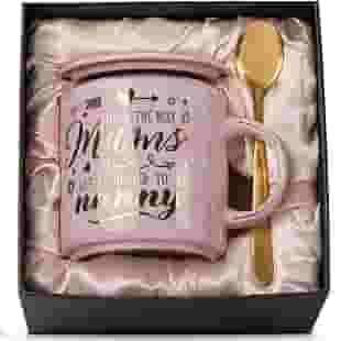 Melhores presentes de babá para o dia das mães, caneca de café de cerâmica mármore rosa de 400 ml com estampa dourada, presentes para avó de netos, dia das mães, dia de ação de graças, aniversário e