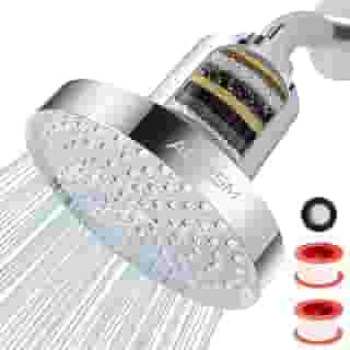 ACNISM Filtro Chuveiro Pure Shower - Chuveiro Fixo com Filtro Integrado 20 Estágios, Peça Única e Ângulo Ajustável - Remove Cloro, Suaviza Água Dura e Protege Cabelo/Pele (Prata, 6')