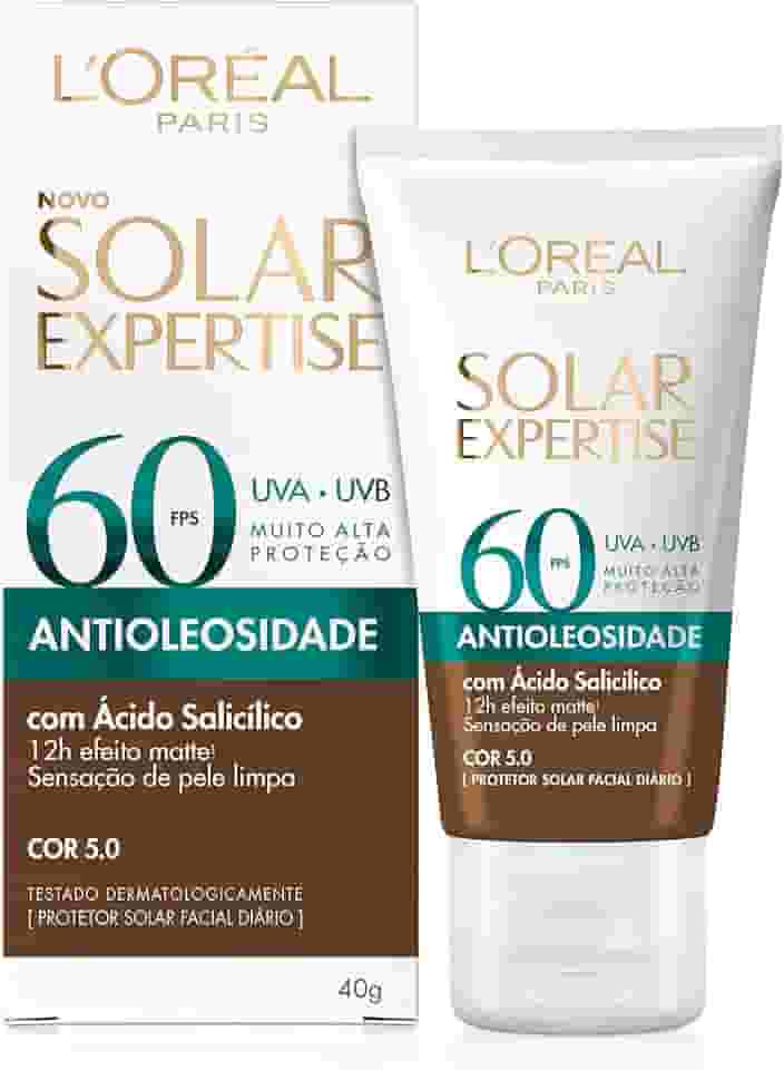L’Oréal Paris Protetor Solar Facial L'Oréal Paris Solar Expertise Antioleosidade Fps60 Cor 5.0 Negra 40G