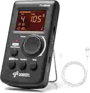 Sondery metrônomo digital para guitarra, piano, bateria e todos os instrumentos com temporizador, contagem vocal em inglês e 3 sons diferentes com entrada para fone de ouvido e luz intermite